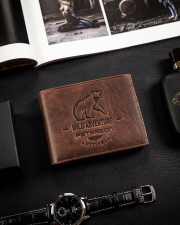 Große Herren Geldbörse aus Leder mit Zierprägung – Peterson