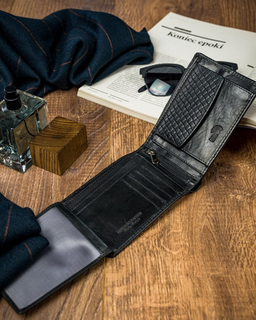 Schwarze Herren Geldbörse aus Echtleder – Forever Young®