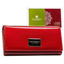 Rote Damen Geldbörse mit Fächern und Klippverschluss – Peterson