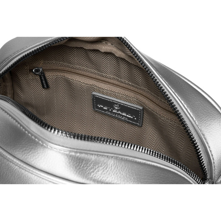 Modische silberne Damen Umhängetasche mit breitem und schmalem Schulterriemen im Set – Peterson