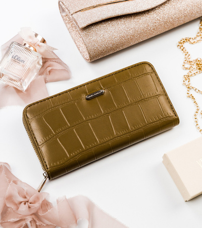 Damen Geldbörse im Federmäppchen-Stil mit Animal-Print – David Jones