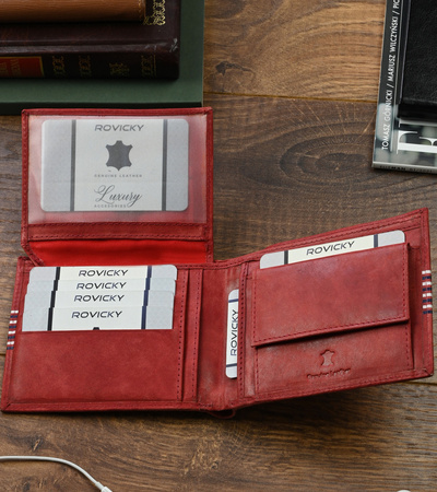 Herren Geldbörse aus Echtleder mit quer verlaufenden Zierstreifen