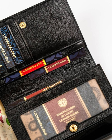 Rot-schwarze Damen Geldbörse mit Münzfach und Bügelverschluss – Peterson