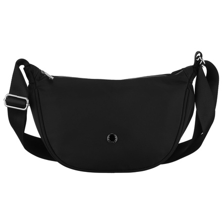 Schwarze Damen-Umhängetasche aus Polyester, ein Hauptfach mit Außenfach - Peterson