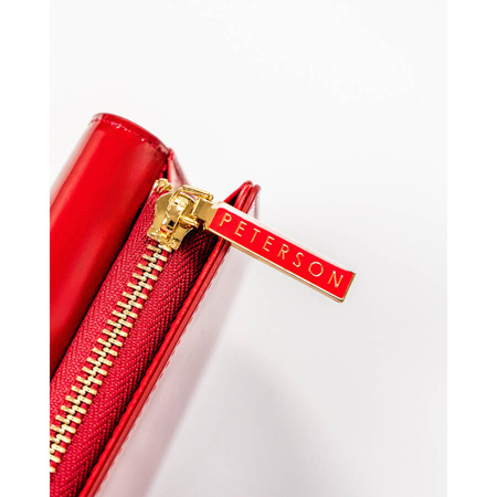 Lackierte, große Damen Geldbörse in Rot mit RFID-Schutz – Peterson