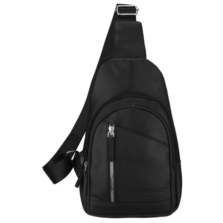 Städtischer Einzelschulter-Rucksack aus echtem Leder in Schwarz - Rovicky