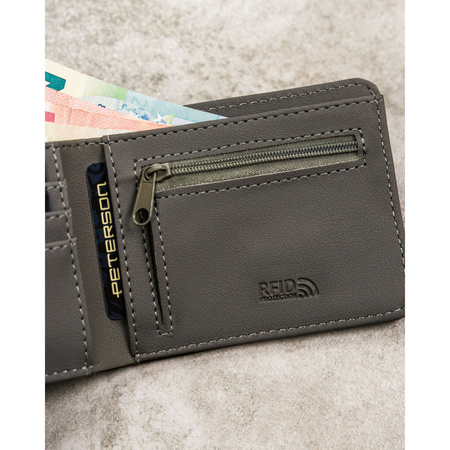 Graue Herren Geldbörse ohne äußeren Verschluss mit RFID-Schutz – Peterson