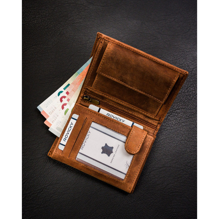 Braune Herren Geldbörse aus Leder ohne Verschluss mit geprägtem Hundemotiv