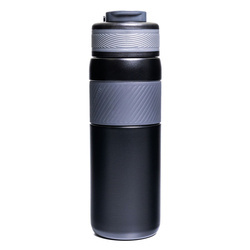 Schwarzer Thermobecher aus Edelstahl mit Silikon-Mundstück – Peterson