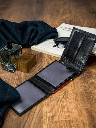 Herren Geldbörse quer, zweifarbig aus hochwertigem Leder – Rovicky