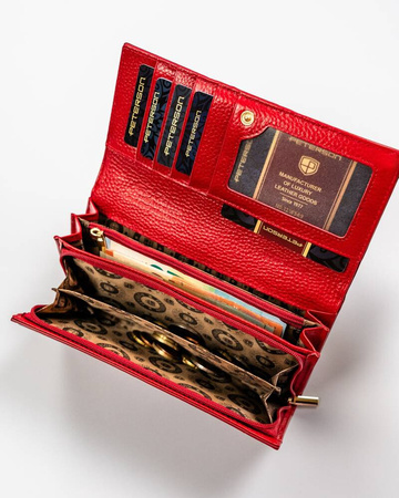 Damen Geldbörse aus Echtleder in sinnlichem Rot mit Schlangenhaut-Klappe – Peterson