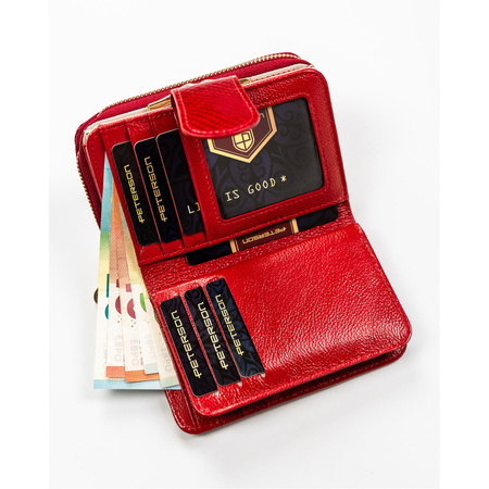 Damen Geldbörse aus Leder mit Druckknopf und RFID – Peterson