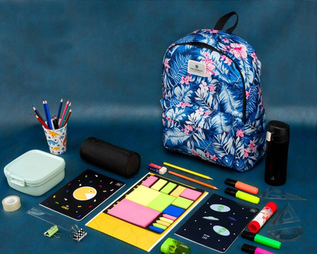 Städtischer Schulrucksack aus strapazierfähigem Polyester mit Pflanzenmuster – Peterson