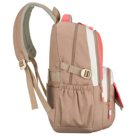 Jugendlicher Schulrucksack aus Polyester in Beige-Rosa mit Laptopfach – Peterson