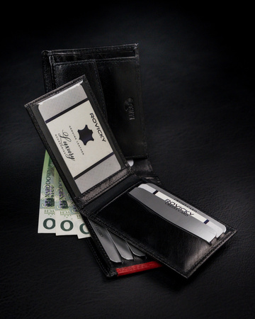 Herren Geldbörse aus Glattleder mit herausnehmbarem Kartenetui – Rovicky