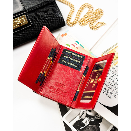 Damen-Geldbörse aus lackiertem Naturleder in Rot – Peterson