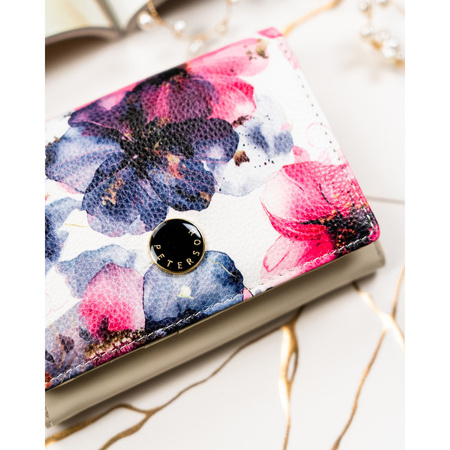 Elegante Damen-Geldbörse mit Blumen aus Natur- und Öko-Leder – Peterson