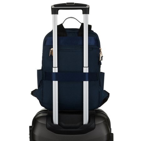 Damen-Rucksack aus Nylon in Marineblau mit einem Befestigungsgriff für den Koffer – Peterson