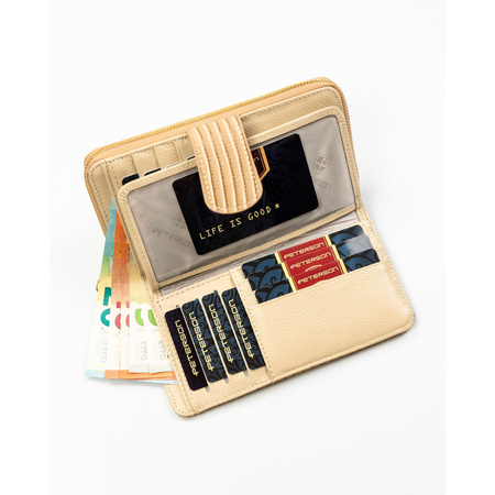 Beige Herren-Geldbörse im Hochformat aus Natur- und Öko-Leder mit Flechtmuster – Peterson