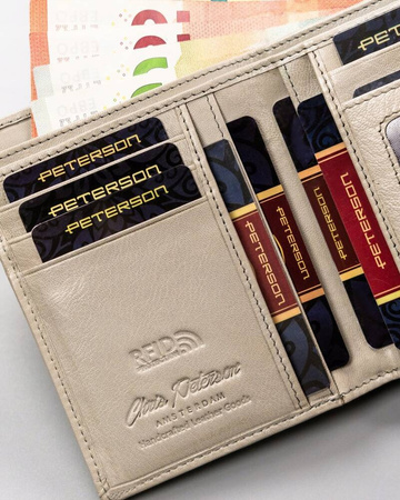 Damen Geldbörse aus Leder mit Druckknopf und Reißverschluss – Peterson