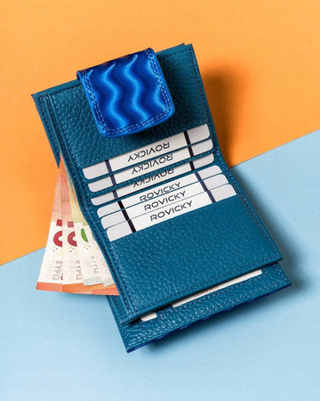 Damen Geldbörse aus Leder mit Druckknopf und Bügelverschluss und Wellenmuster – Lorenti