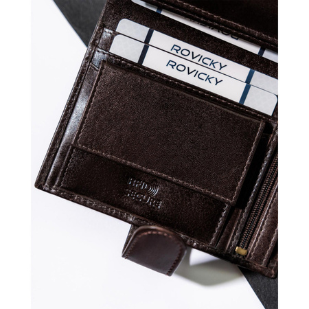 Herren Geldbörse für Dokumente mit RFID in Braun – Rovicky