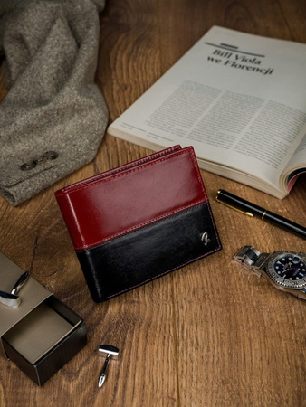 Horizontale zweifarbige Herren Geldbörse aus Echtleder – Rovicky