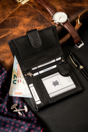 Große Herren Geldbörse aus Leder mit Druckknopf – 4U Cavaldi