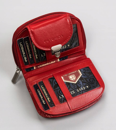 Damen Geldbörse aus Leder mit Reißverschluss und Klappe – Peterson