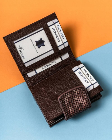 Damen Geldbörse mit Druckknopf und Bügelverschluss aus glänzendem Leder – Lorenti