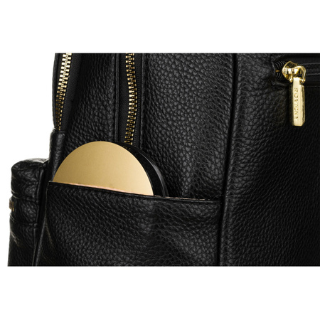 Schwarzer Damen-Rucksack aus Lederimitat mit Taschen – Rovicky