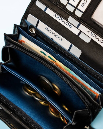 Damen Geldbörse mit Druckknopf aus echtem Leder – Rovicky