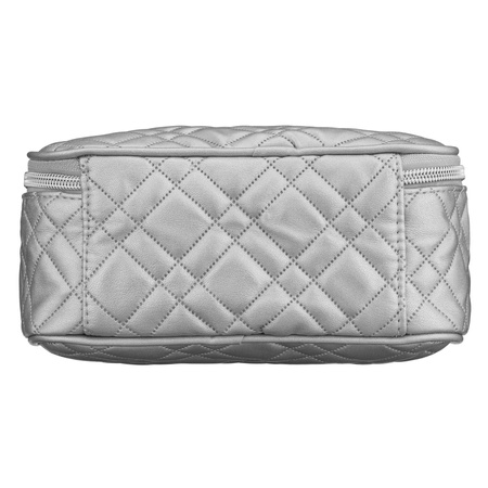 Peterson – Ein-Kammer-Kulturtasche aus synthetischem Gewebe, silberfarben, mit Reißverschluss