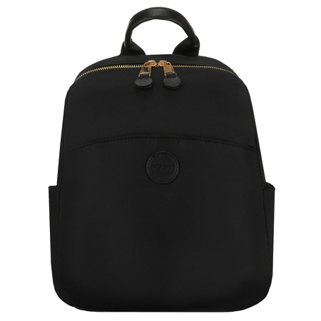 Städtischer Damen-Rucksack aus Nylon und Öko-Leder in Schwarz mit Reißverschluss – Peterson