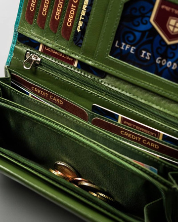 Große Damen Geldbörse aus Echtleder mit Druckknopfverschluss – Peterson