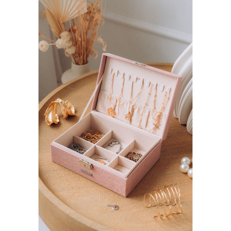 Rosa Schmuckschatulle mit Schlüssel und Schnappverschluss - Peterson