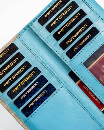 Geräumige Damen Geldbörse aus Leder mit Druckknopf und Reißverschluss – Peterson