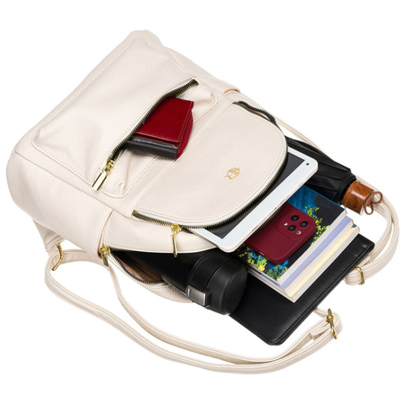 Rucksack mit verstellbaren Schultergurten in Beige - Rovicky