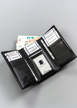 Mittelgroße Damen Geldbörse aus Leder mit Druckknopf – 4U Cavaldi