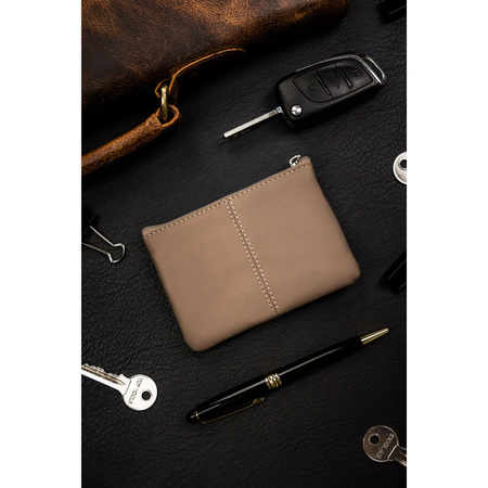 Beiges Schlüssel Etui aus Echtleder