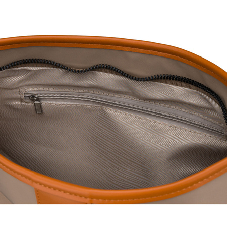 Städtische Damen-Handtasche aus Polyester und Öko-Leder in Beige, einteilig und mit Reißverschluss – Peterson