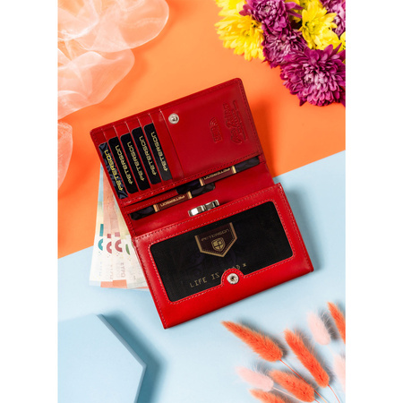 Rote Damen Geldbörse aus echtem Leder mit RFID – Peterson