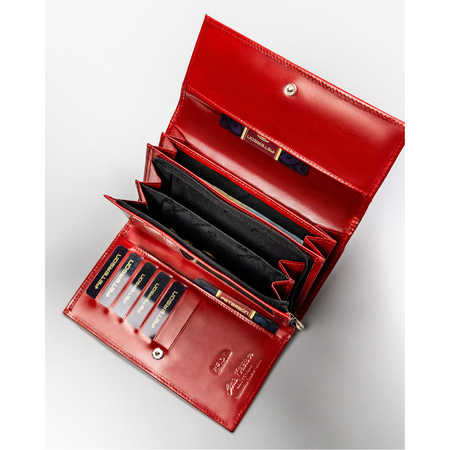 Elegante rote Damen Geldbörse mit Außentasche – Peterson