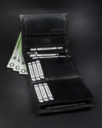 Geräumige vertikale Herren Geldbörse aus Echtleder ohne Verschluss – Rovicky