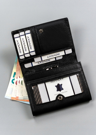 Klassische Damen Geldbörse aus Leder mit Druckknopf – 4U Cavaldi