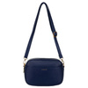 Moderne dunkelblaue Damen City-Umhängetasche mit zwei Schulterriemen und Anhänger aus Öko-Leder – Peterson