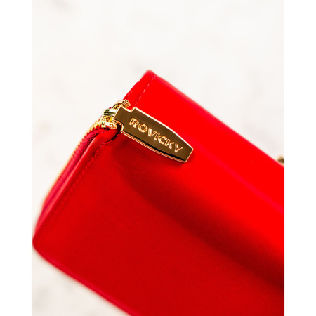 Roter Damen-Geldbörse Mittelgroß aus Öko-Leder mit Druckknopf - Rovicky