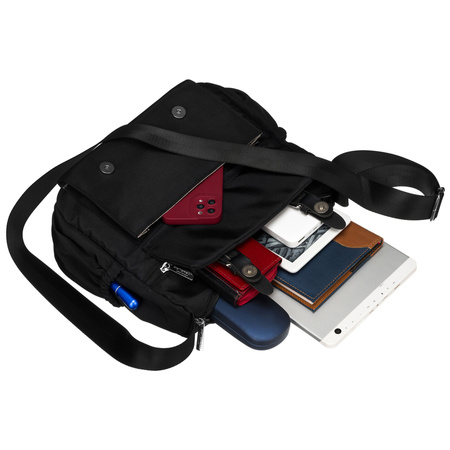 Stilvolle Damen Handtasche aus Stoff mit Außentasche – Peterson