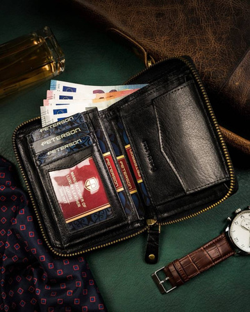 Große Herren Geldbörse aus Leder mit Reißverschluss – Peterson