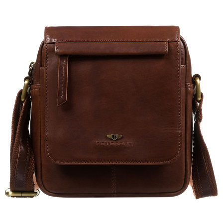 Herren-Umhängetasche aus Leder, braun - Peterson